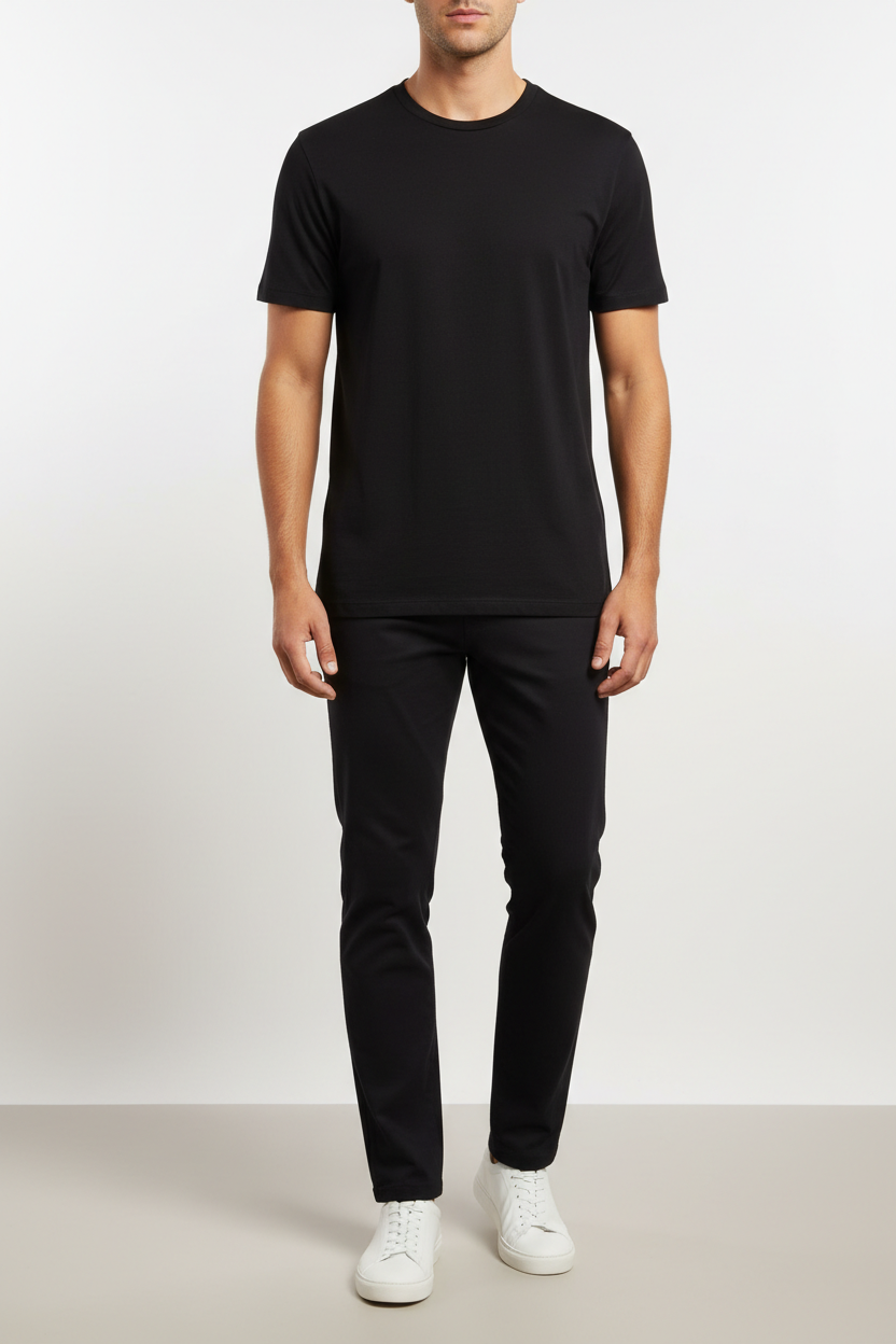 Homem com t-shirt preta gradiente