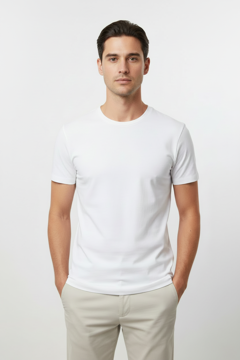 Homem com t-shirt branca gradiente
